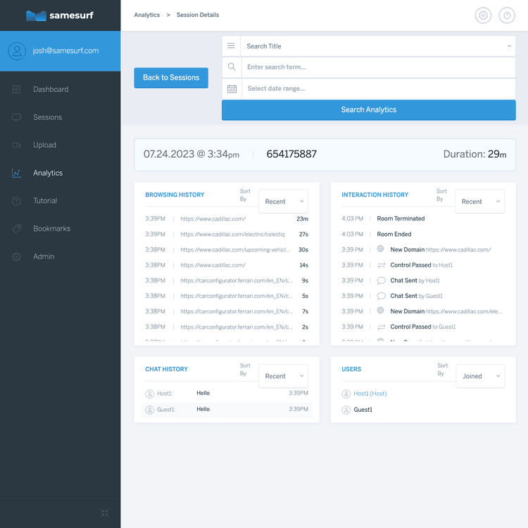 Samesurf Features - Analytics